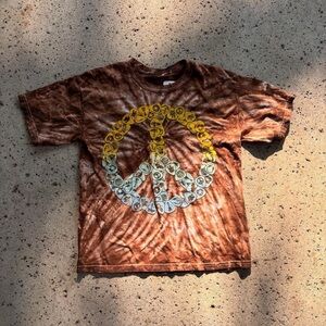Brown Tie-Dye Peace Sign Kids Shirt